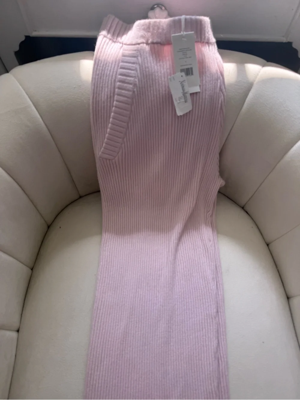 Tory Burch Light Pink Ribbed Cashmere Blend Maxi Skirt